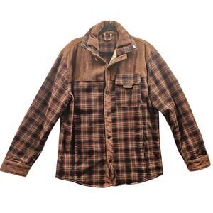 Men's Plaid Flannel Sherpa Lined Fleece Shirt Jacket Size Large Casual Outdoor